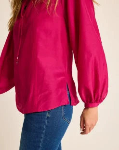 Tommy Bahama Agua Amara Seamed Peasant Top Pink Papaya Sale