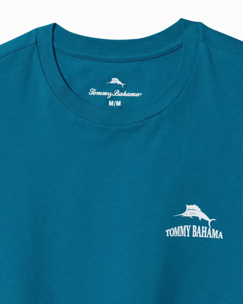 Tommy Bahama Always Look at the Big Pitcher Graphic T-Shirt Blue Allure Clearance