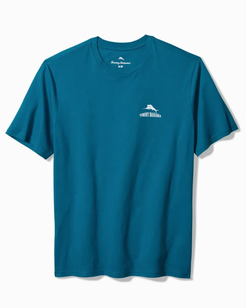 Tommy Bahama Always Look at the Big Pitcher Graphic T-Shirt Blue Allure Clearance
