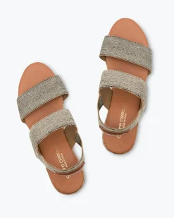 Tommy Bahama André Assous Allison Stretch-Linen Wedges Black/Beige Outlet