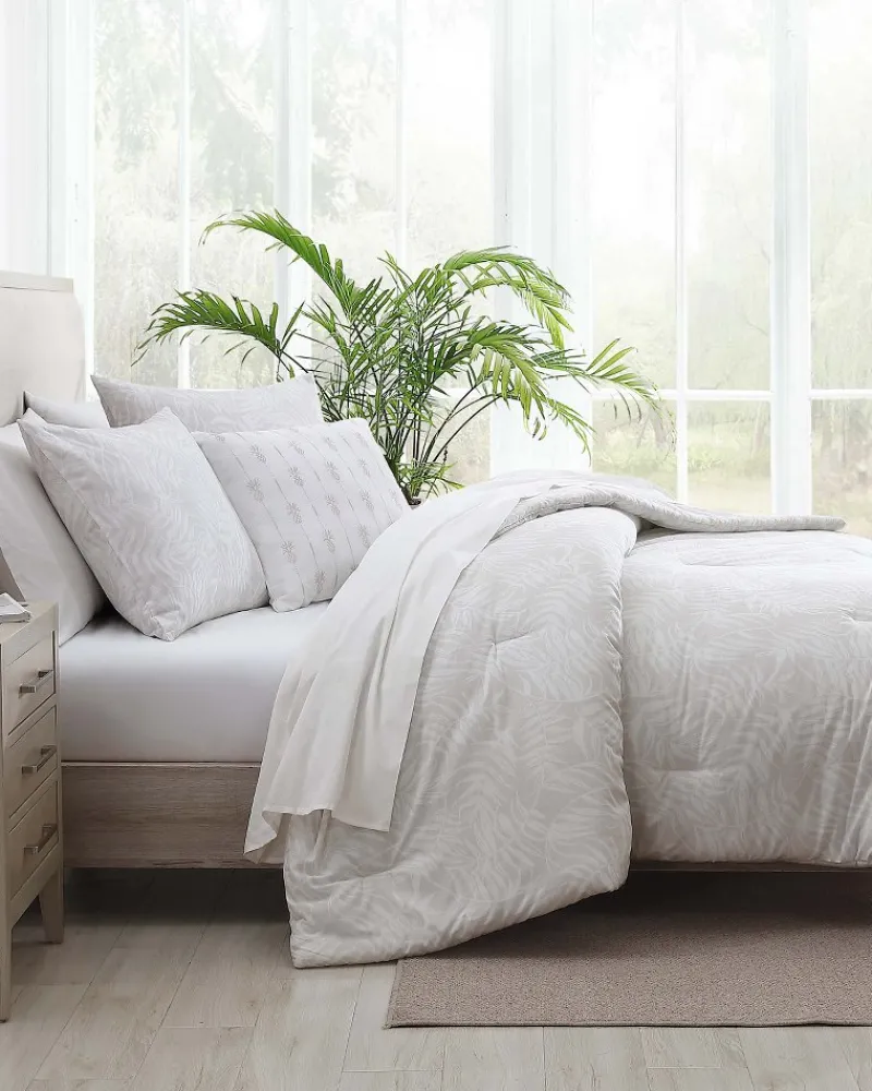 Tommy Bahama Art Of Palms 8-Piece King Bed Set Beige Outlet