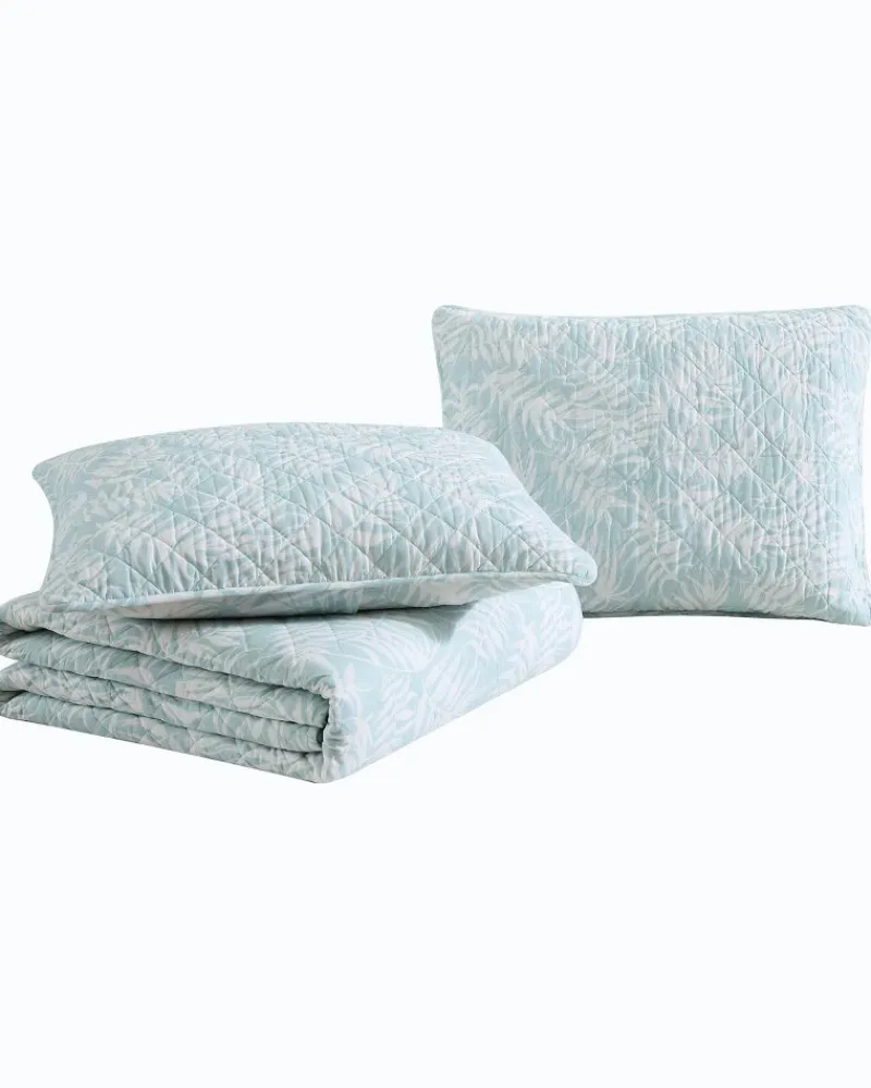 Tommy Bahama Art of Palms Reversible 3-Piece Full/Queen Quilt Set Blue Discount