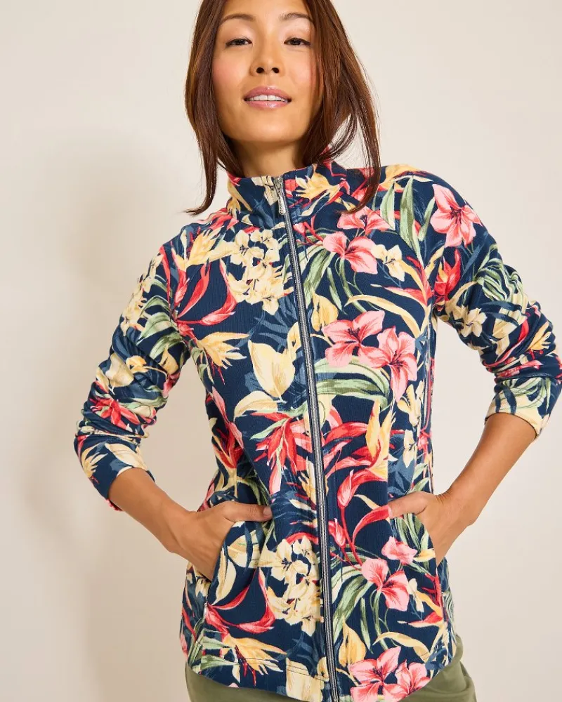 Tommy Bahama Aruba Flora Amora Full-Zip Sweatshirt Island Navy