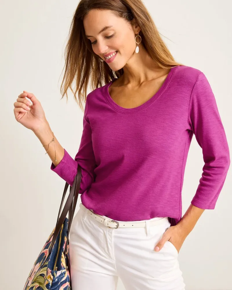 Tommy Bahama Ashby Isles Scoop-Neck 3/4-Sleeve T-Shirt Island Sunset Sale