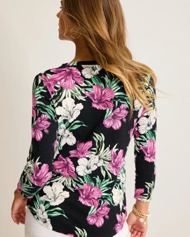 Tommy Bahama Ashby Isles Villa Garden 3/4-Sleeve T-Shirt Black Outlet