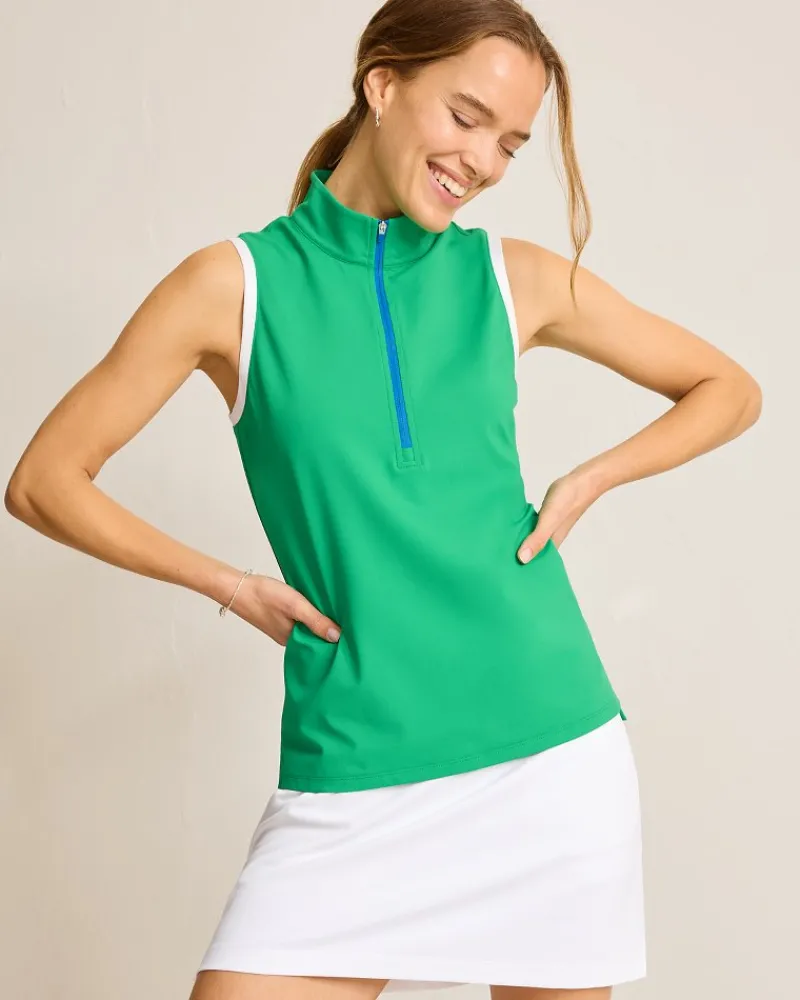 Tommy Bahama Aubrey Half-Zip IslandZone® Mock Top Hawaiian Holly Discount