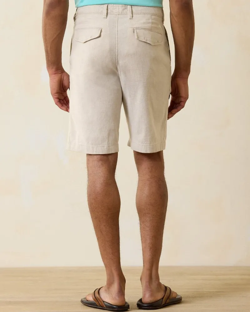 Tommy Bahama Beach Coast Linen-Blend Flat-Front 10-Inch Shorts Stone Khaki