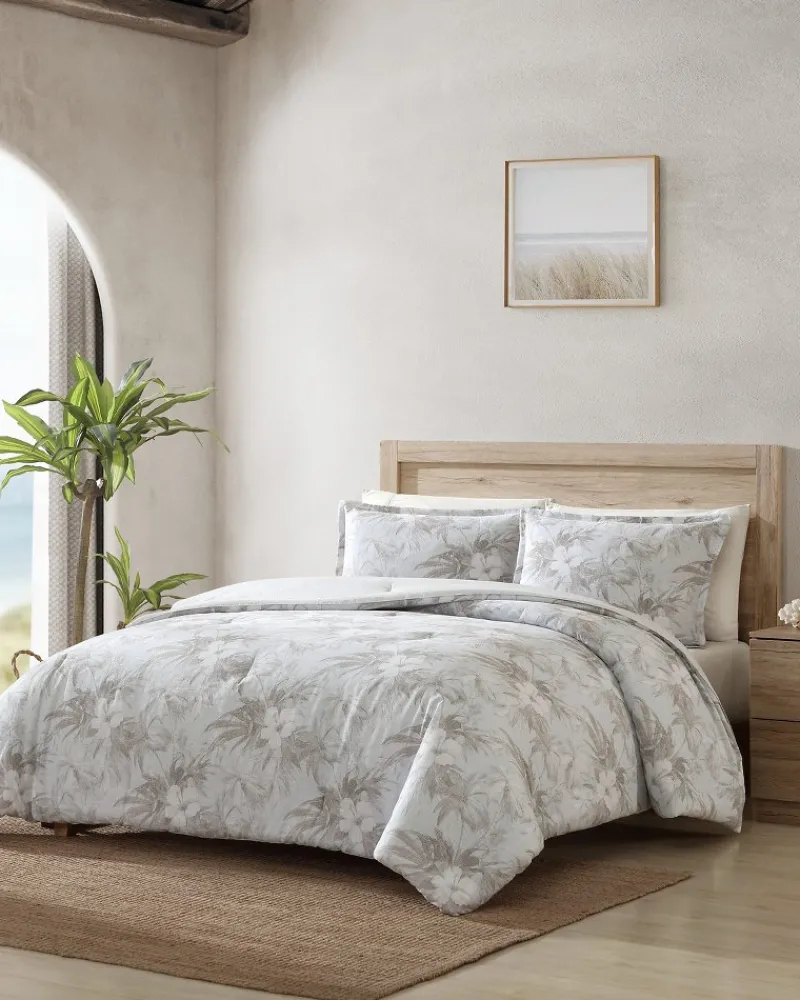 Tommy Bahama Beachway Blooms 3-Piece King Comforter Set Grey Best