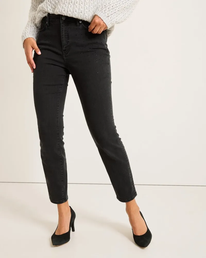 Tommy Bahama Boracay® Beach Sparkle High-Rise Skinny Ankle Jeans Coastal Black Wash New