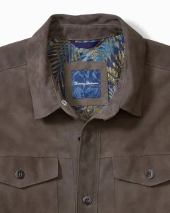 Tommy Bahama Boulder Ridge Suede Shirt Jacket Fog Grey Discount