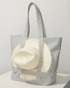 Tommy Bahama Canvas Traveler Tote Navy Stripe Best