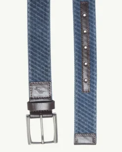 Tommy Bahama Canvas Webbed Belt Navy New