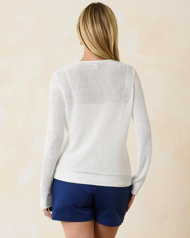 Tommy Bahama Cedar Linen Long-Sleeve V-Neck Sweater White Best