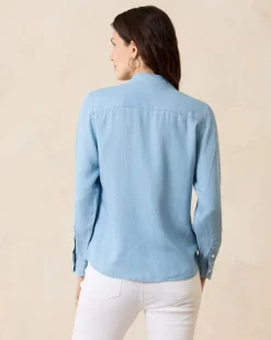 Tommy Bahama Chambray All Day Long-Sleeve Shirt Light Storm Wash Online