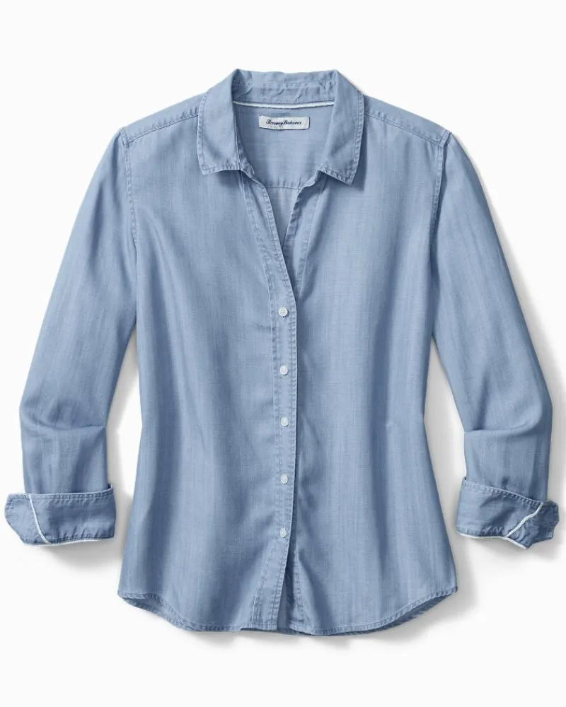 Tommy Bahama Chambray All Day Long-Sleeve Shirt Light Storm Wash Online