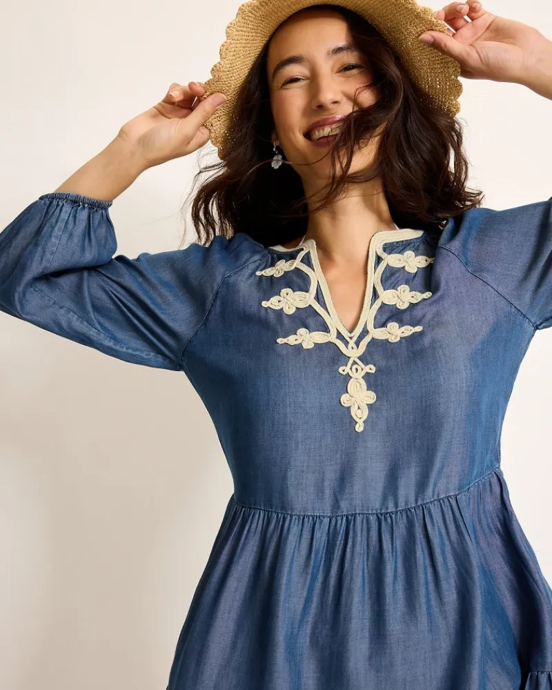 Tommy Bahama Embroidered Coverup Dress Chambray New