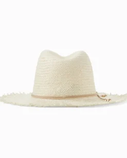 Tommy Bahama Classic Packable Hat with Fringe Bleach/Bone New