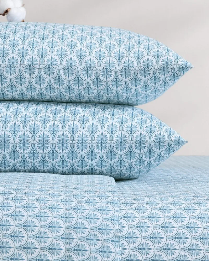 Tommy Bahama Coastal Batik 4-Piece Queen Sheet Set Blue Sale