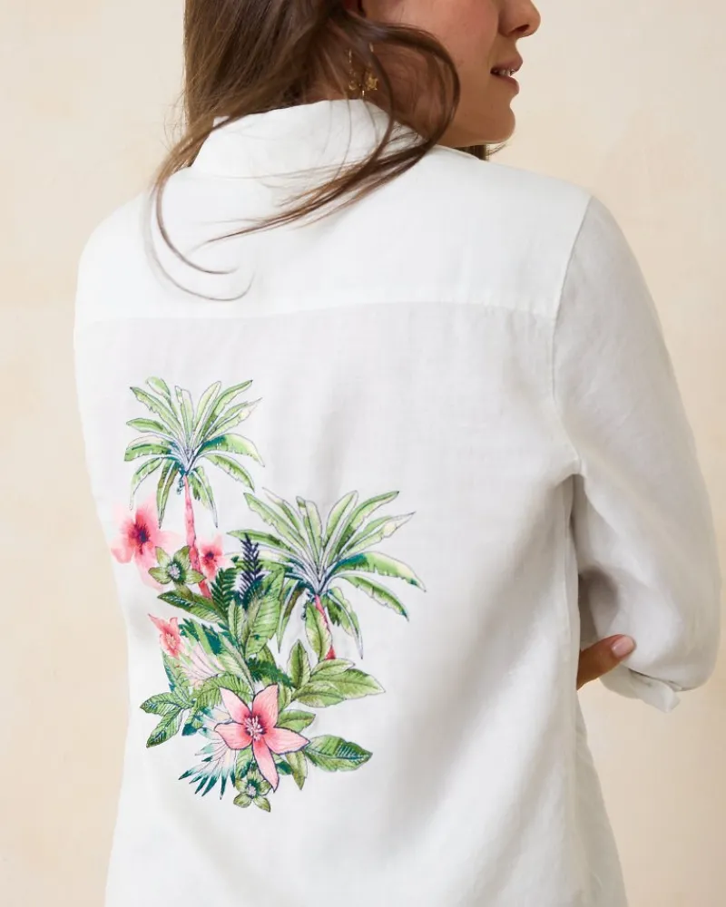 Tommy Bahama Coastalina Coastal Palms Linen Shirt White Clearance