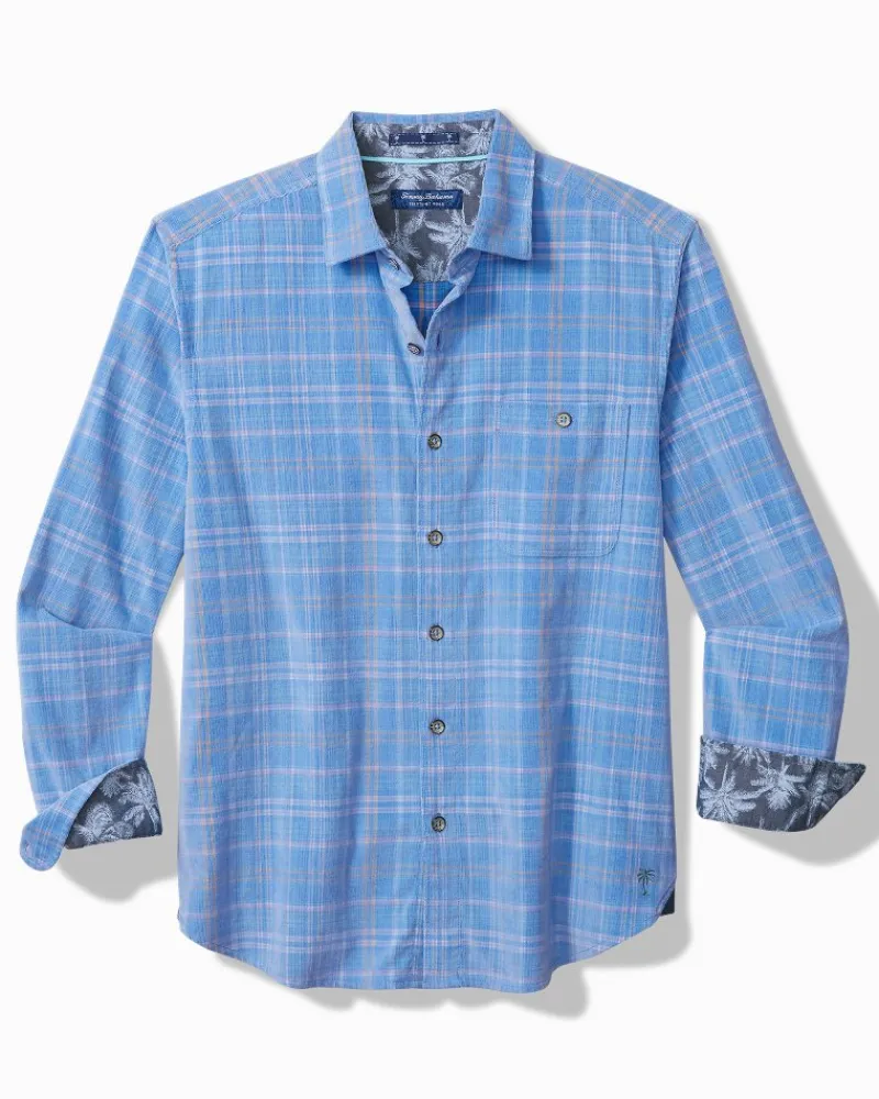 Tommy Bahama Coastline Cord Stretch Brisa Check Shirt Palace Blue Sale