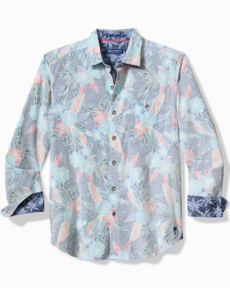 Tommy Bahama Coastline Cord Stretch Shoreline Vines Shirt Dockside Blue New