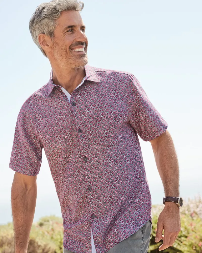 Tommy Bahama Coconut Point Beachcomber Geo IslandZone® Camp Shirt After Dark Best