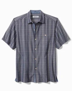 Tommy Bahama Coconut Point Samba Stripe IslandZone® Camp Shirt Island Navy Clearance
