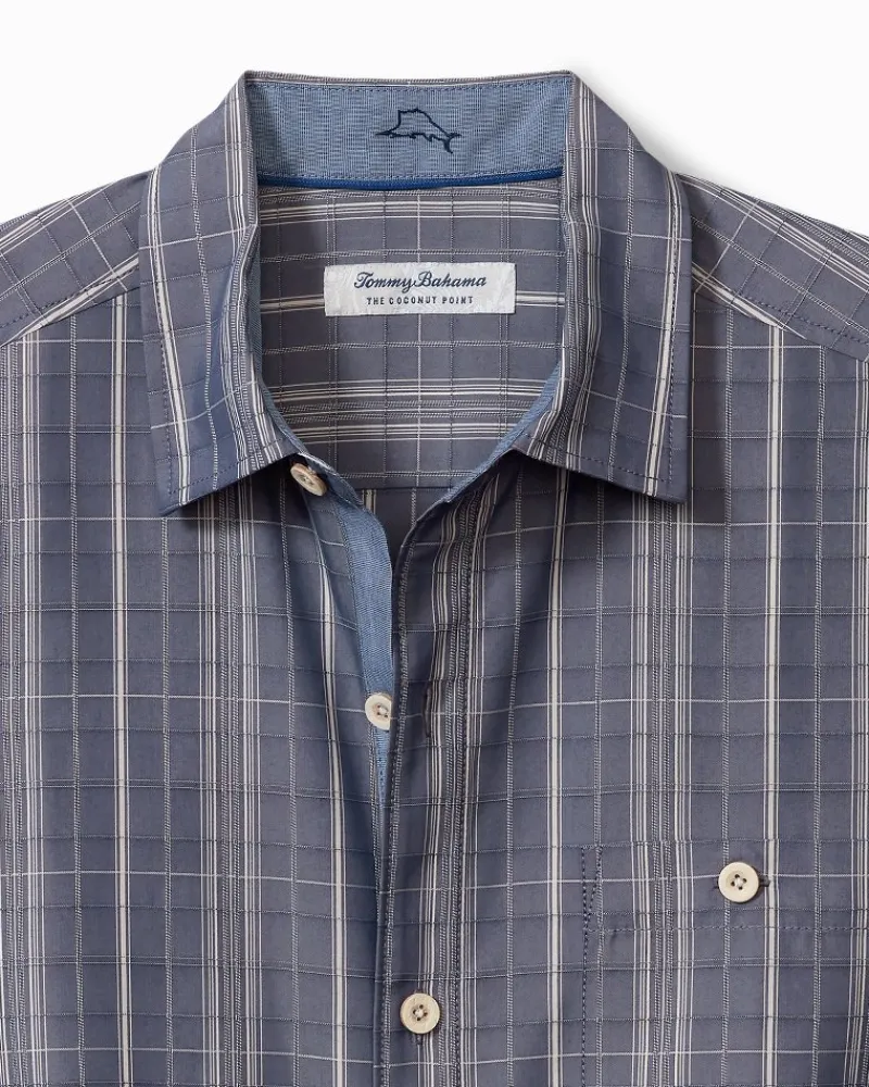 Tommy Bahama Coconut Point Samba Stripe IslandZone® Camp Shirt Island Navy Clearance