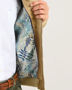 Tommy Bahama Collector's Series '24 Paradise Oasis Suede Bomber Jacket Tan Nubuck Hot