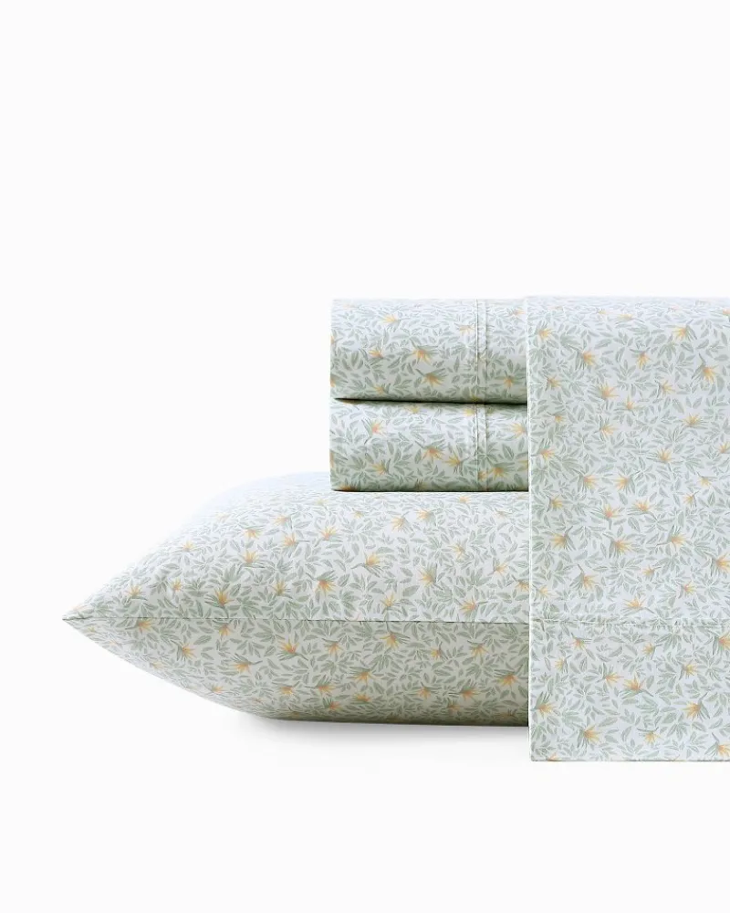 Tommy Bahama Crane Flower 4-Piece King Sheet Set Green Best