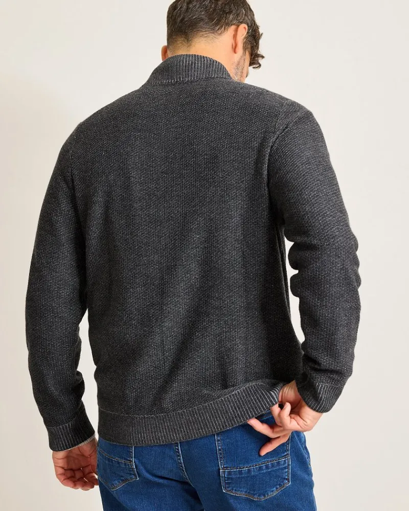 Tommy Bahama Crescent Shore IslandZone® Button-Mock Cardigan Charcoal Clearance