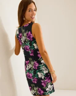Tommy Bahama Darcy Villa Garden V-Neck Sheath Dress Black Best