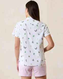 Tommy Bahama Disney Nova Wave Beach Cruiser Camp Shirt White Hot
