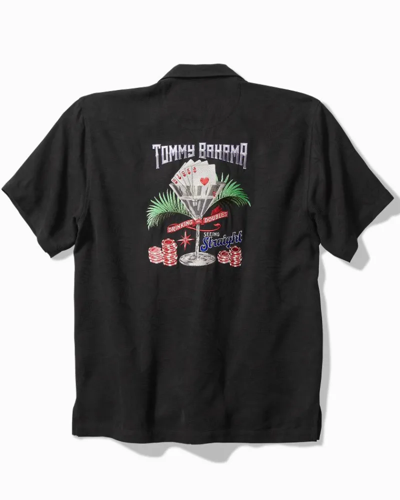 Tommy Bahama Drinking Doubles Silk Camp Shirt Black Hot