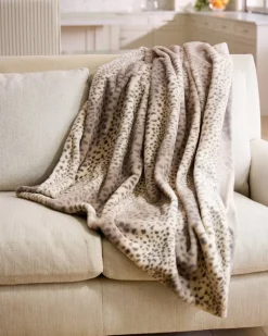 Tommy Bahama Faux Fur Printed Cheetah Throw Natural Outlet