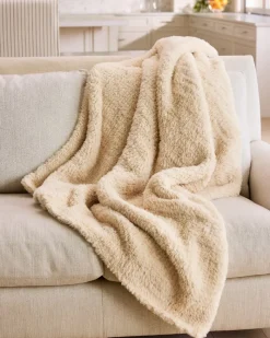Tommy Bahama Faux Sable Knit Throw Ivory Hot