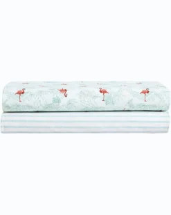 Tommy Bahama Flamingo Santa 4-Piece King Sheet Set Red/Green Online
