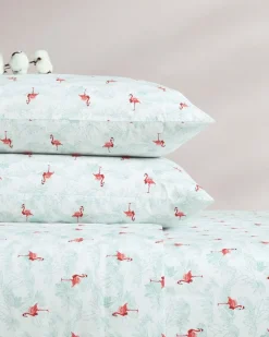 Tommy Bahama Flamingo Santa 4-Piece Queen Sheet Set Red/Green Hot