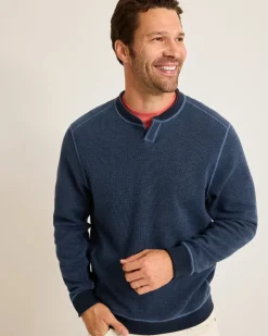 Tommy Bahama Flip Coast Reversible Abaco Sweatshirt Blue Note Heather