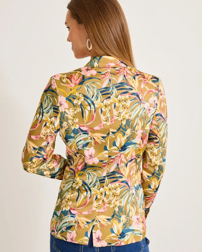 Tommy Bahama Flora Amora Satin Blazer Greek Olive Hot
