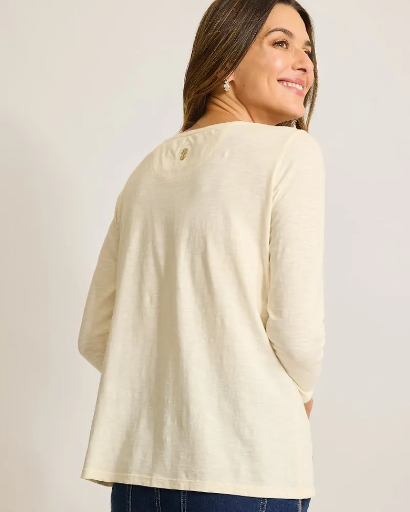 Tommy Bahama Forever Fronds Embellished Lux 3/4-Sleeve T-Shirt Coconut Online