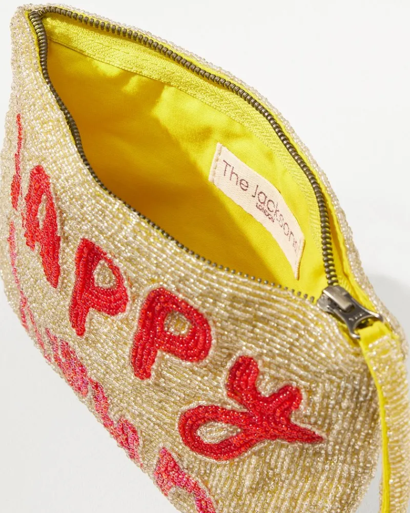 Tommy Bahama Happy Hour Beaded Clutch Gold New