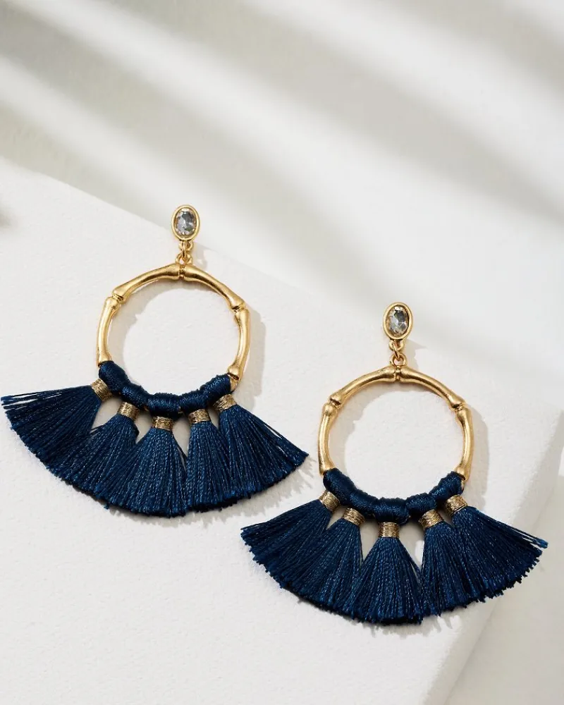 Tommy Bahama Indigo Bay Bamboo Tassel Earrings Navy Clearance
