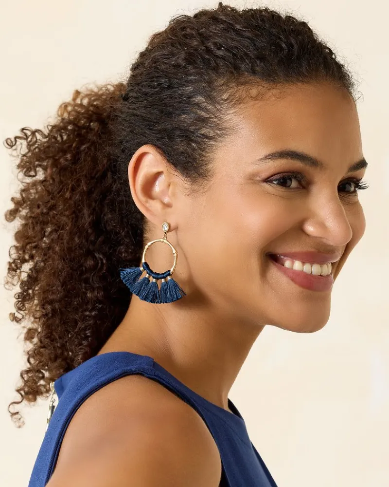 Tommy Bahama Indigo Bay Bamboo Tassel Earrings Navy Clearance