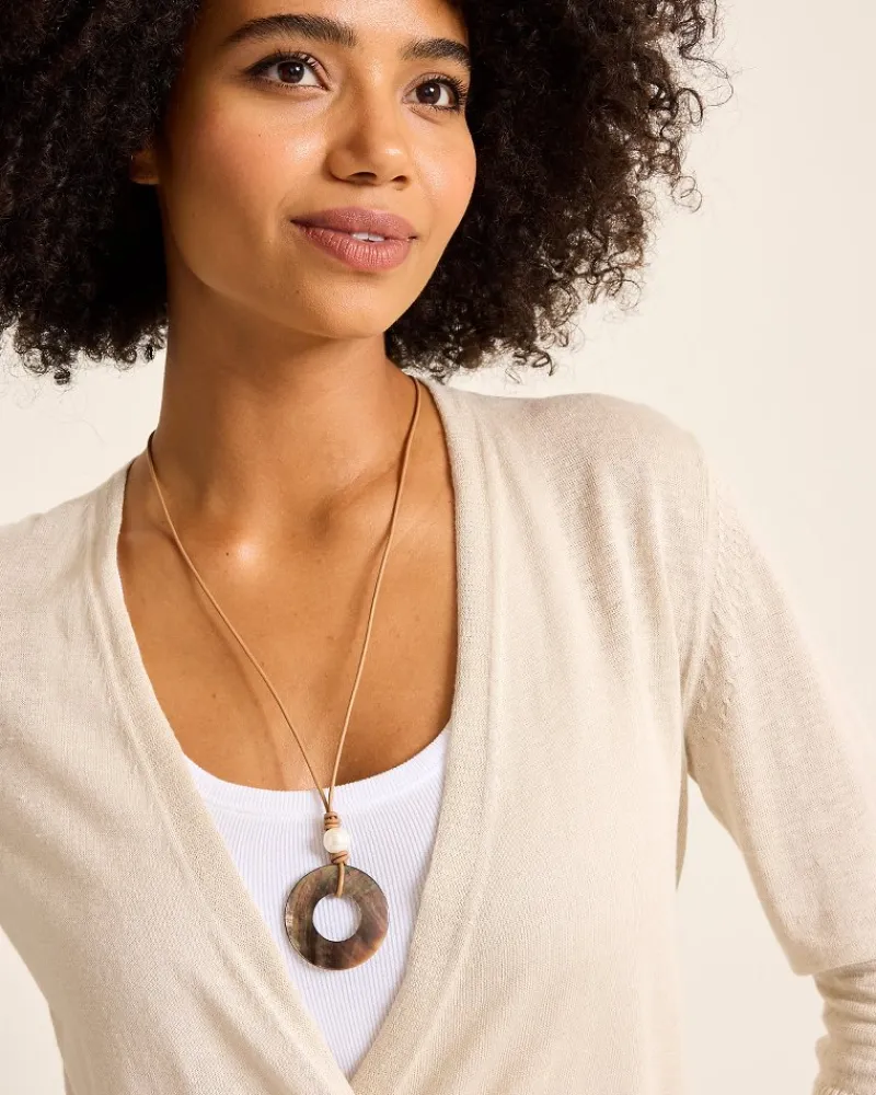 Tommy Bahama Indigo Shore Grey Shell Pendant Necklace Gold New