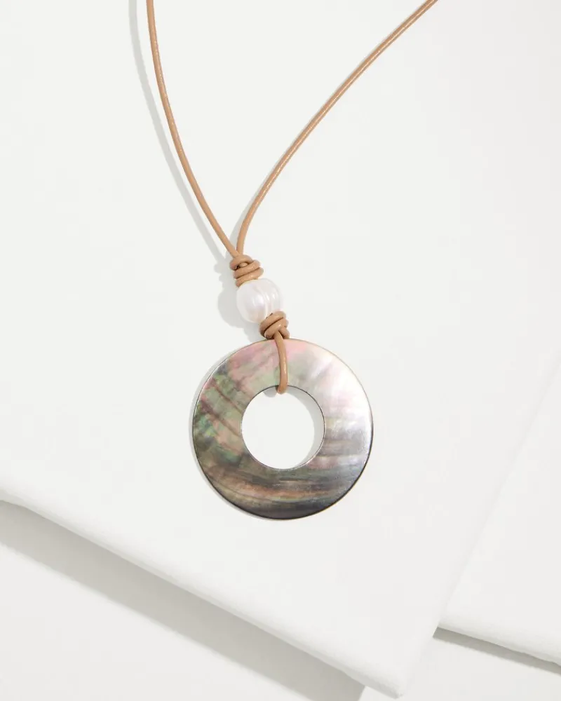 Tommy Bahama Indigo Shore Grey Shell Pendant Necklace Gold New