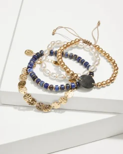 Tommy Bahama Indigo Shore Mixed Materials Bracelet Set Gold Discount