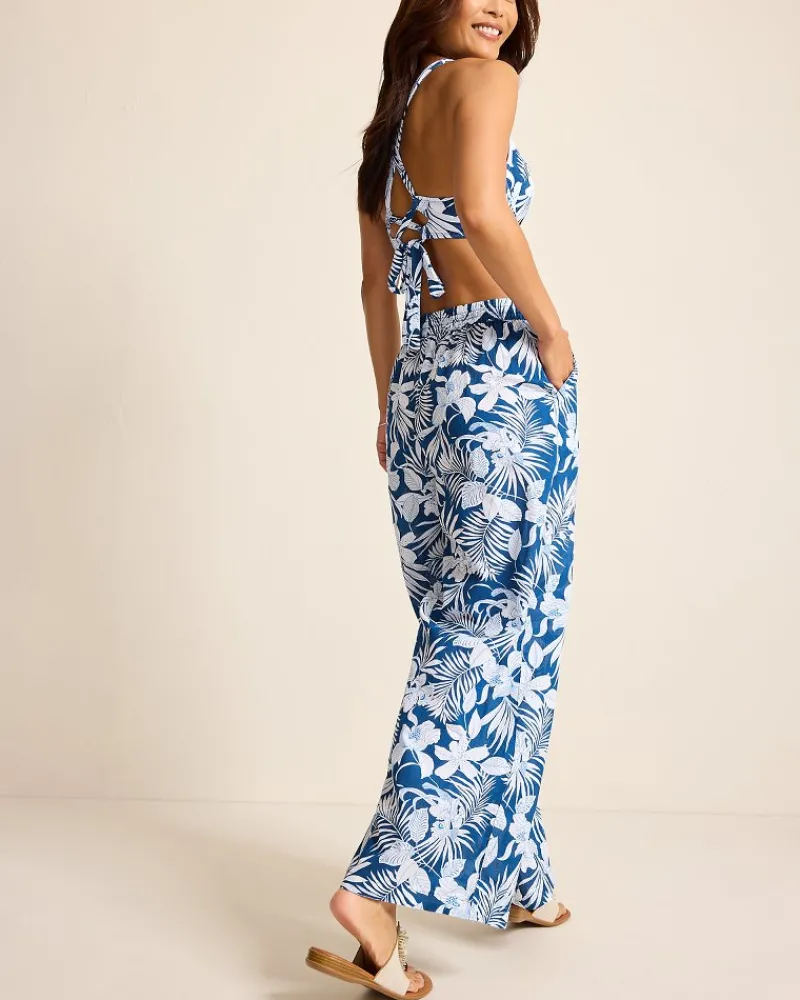 Tommy Bahama Island Blooms Drawstring Beach Pants Indigo Tide Hot