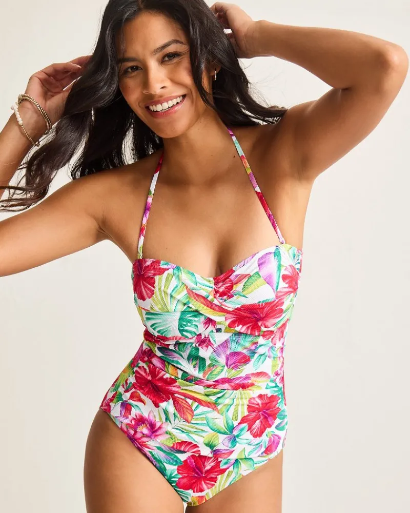 Tommy Bahama Island Cays Fiesta Bandeau One-Piece Swimsuit White Discount