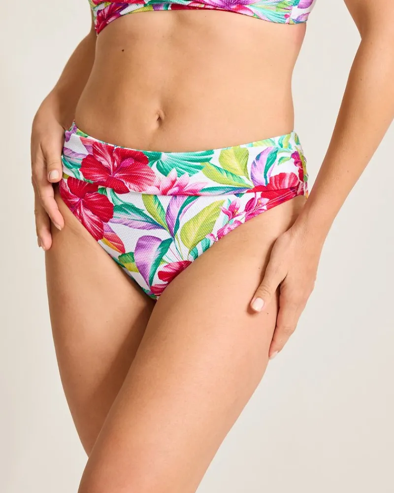 Tommy Bahama Island Cays Fiesta High-Waist Sash Bikini Bottoms White Clearance